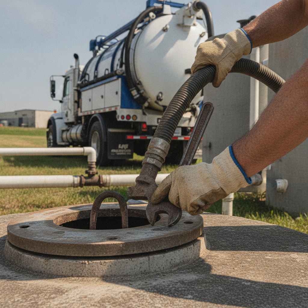 Commercial Septic Services no peoples faces just hands